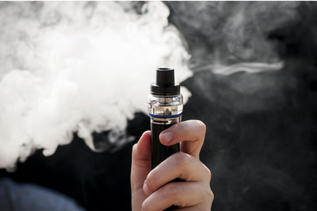 Vape device producing vapor to illustrate the role of cannabis-derived terpenes